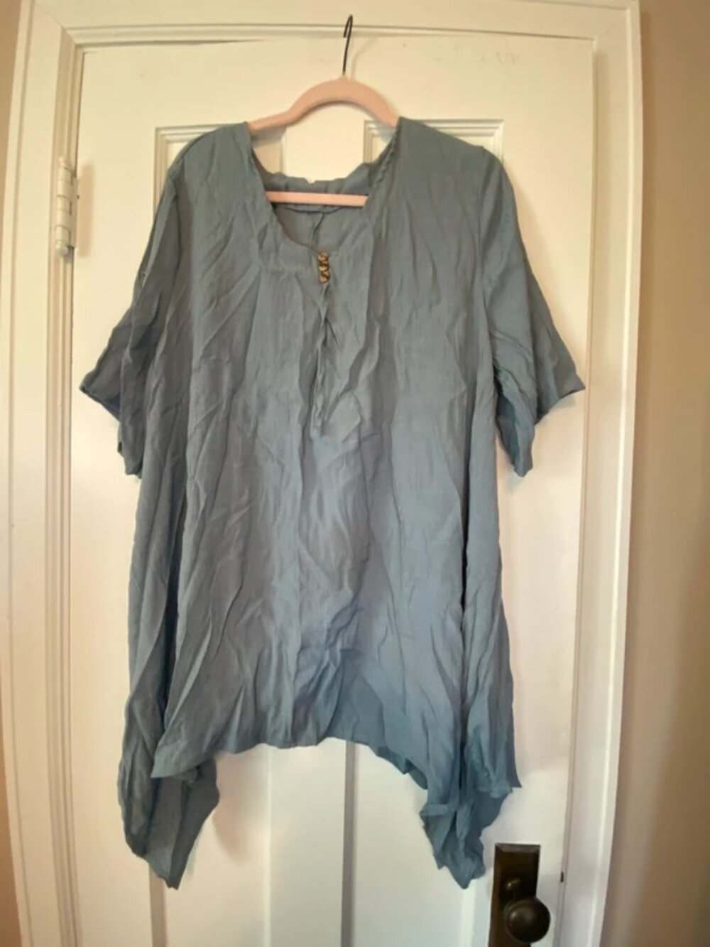 Womens plus size 2XL Shein slate blue grey flowy top blouse